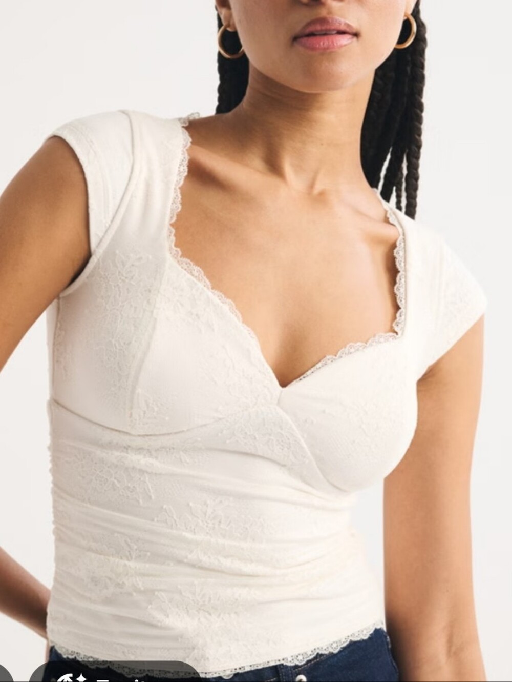 Abercrombie & Fitch Zoe Bra Free Lace Top Feminine Vneck Rouched